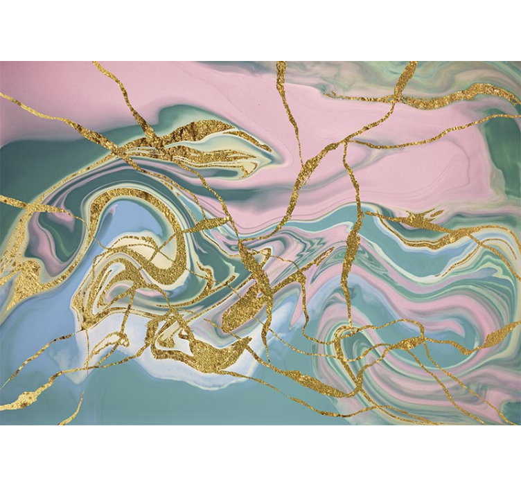 抽象壁画金色漩涡图案 - TenStickers