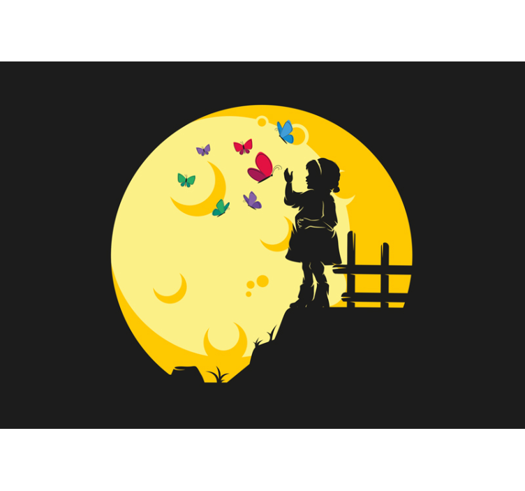 苗圃壁画儿童剪影蝴蝶 - TenStickers