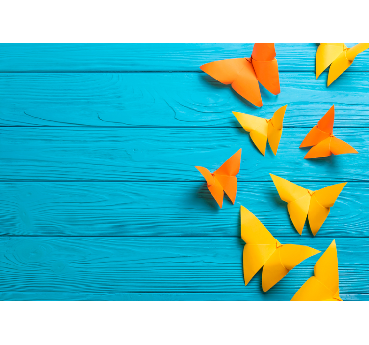 木效果墙壁画装饰色彩斑斓的纸蝴蝶 - TenStickers