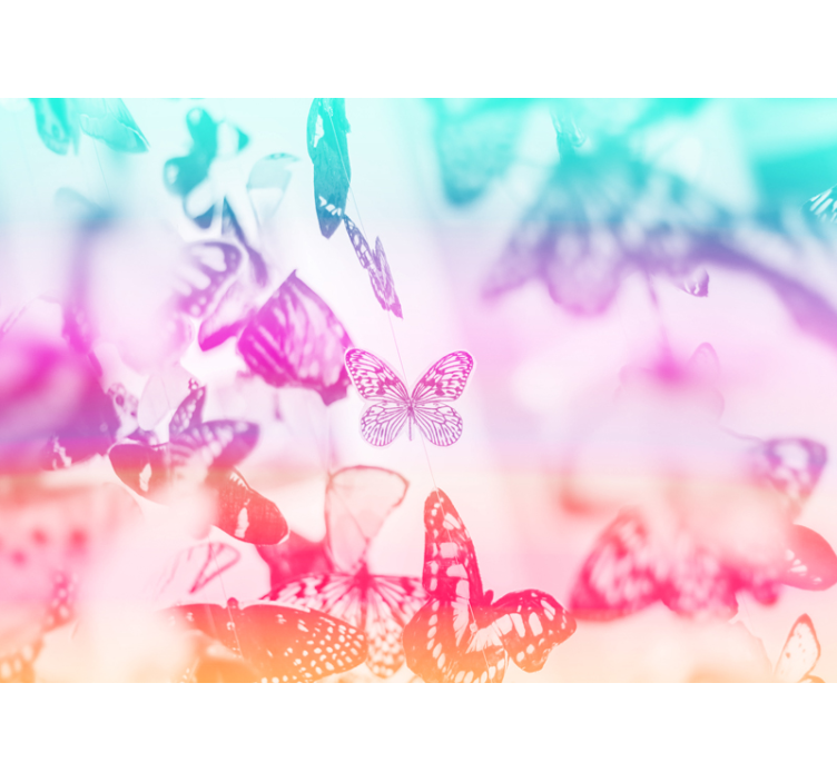 花墙壁画蝴蝶花园场景 - TenStickers