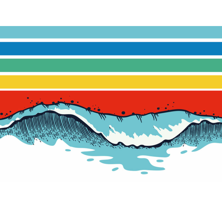 复古彩色条纹和波浪摄影壁画 - TenStickers