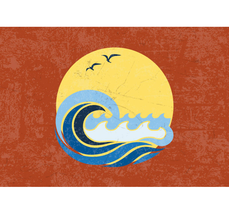 壁画海景 日落海浪景色 - TenStickers