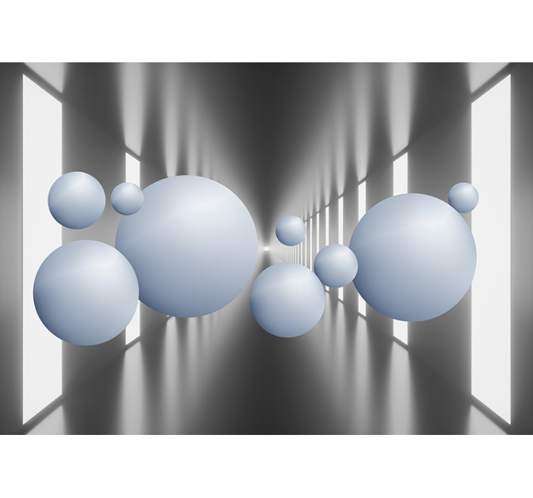 3d效果墙壁画 漂浮球体排列 - TenStickers
