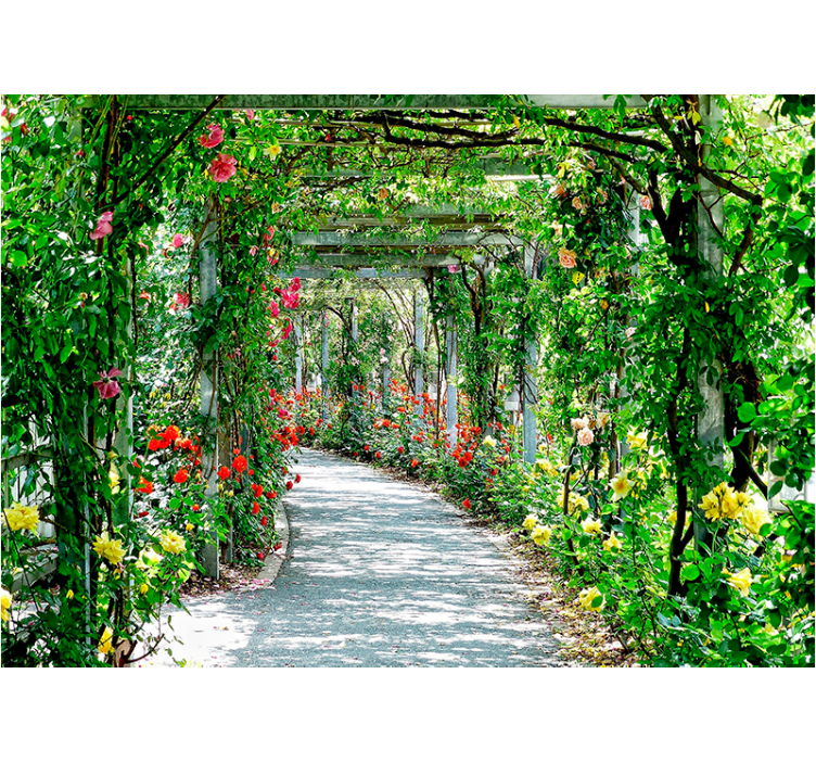 花墙壁画生机盎然的花卉拱门 - TenStickers