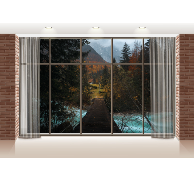 风景墙壁画山间小径场景 - TenStickers