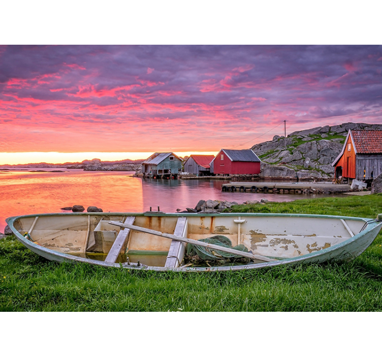 风景墙壁画美丽海滨村庄 - TenStickers