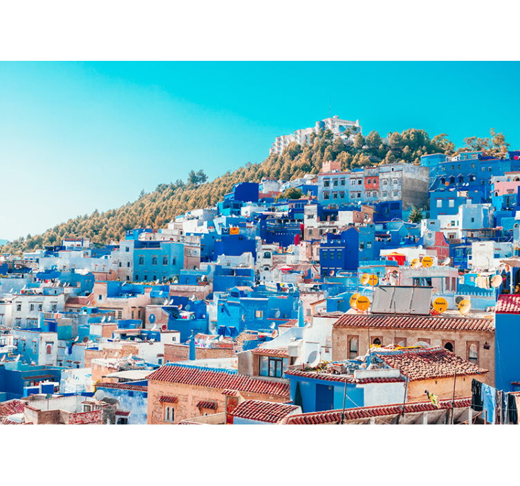 城市和乡村墙壁画 蓝色麦地那城市景观 - TenStickers