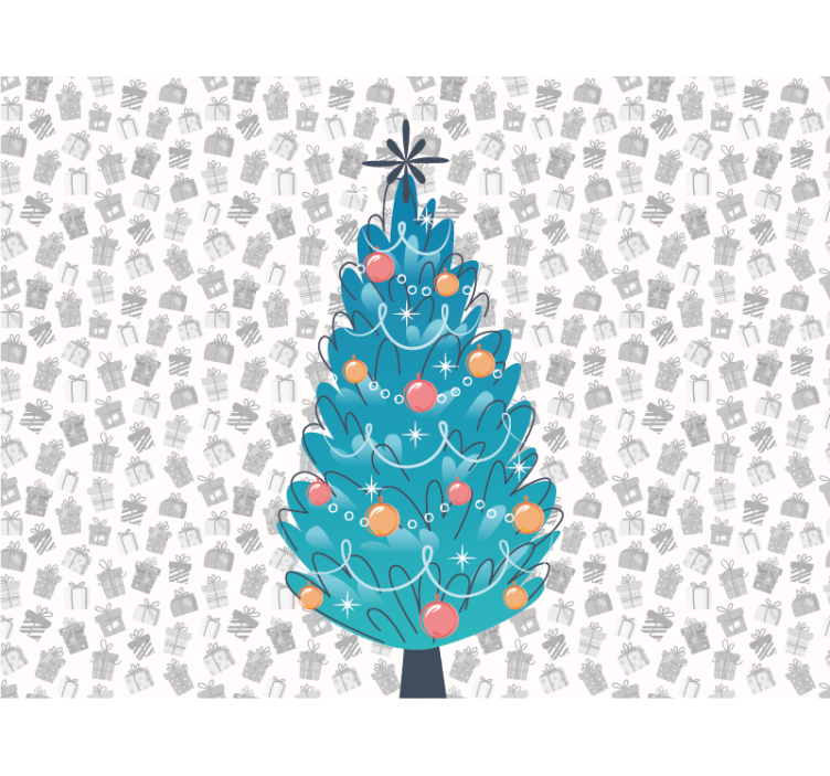 圣诞树圣诞壁画下的礼物 - TenStickers