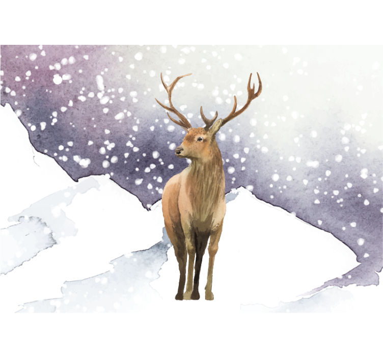 雪中雄鹿详细壁画 - TenStickers
