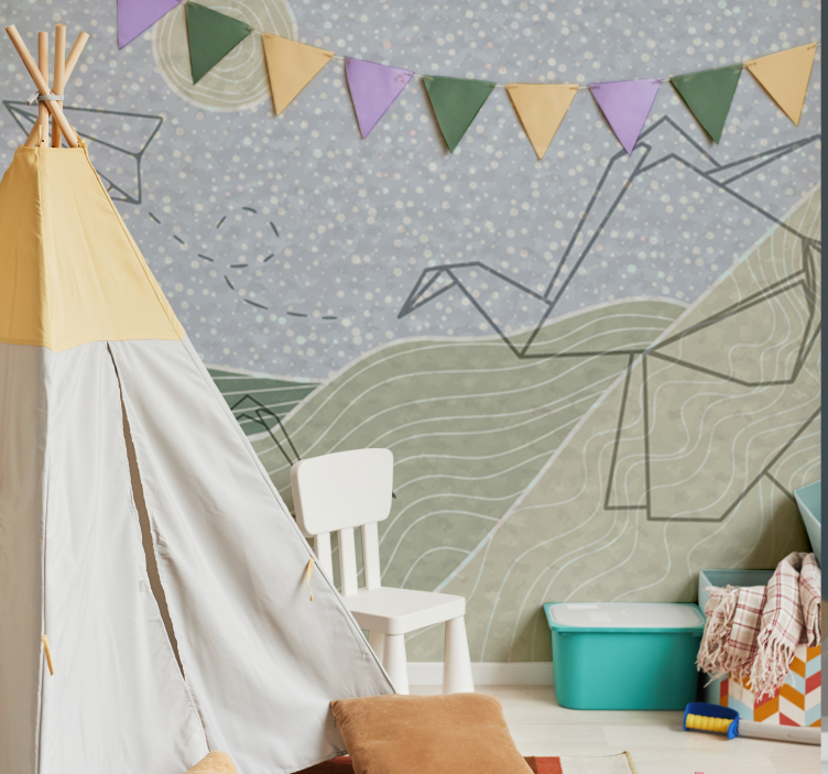 儿童房的其他壁画：日式与北欧风大象设计 - TenStickers