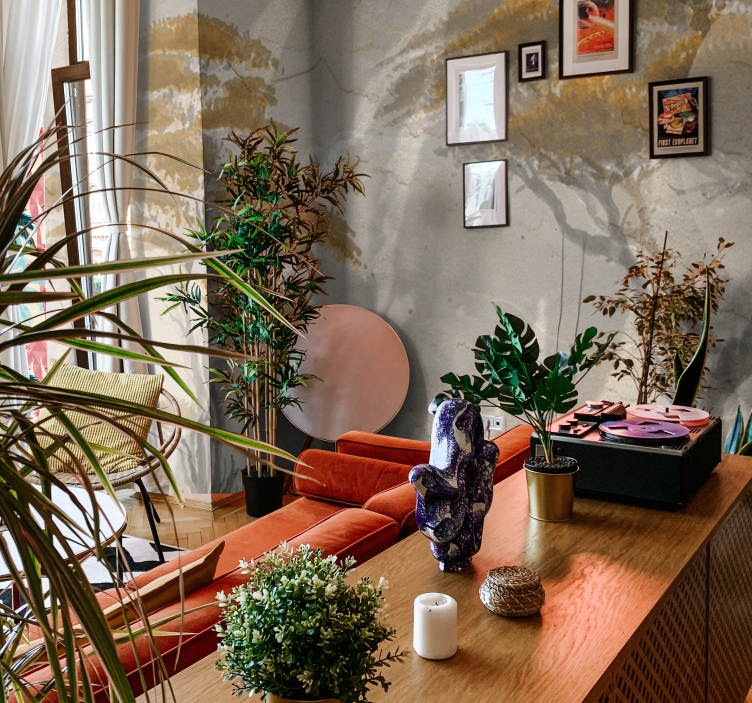 客厅的其他墙面壁画优雅树影剪影 - TenStickers