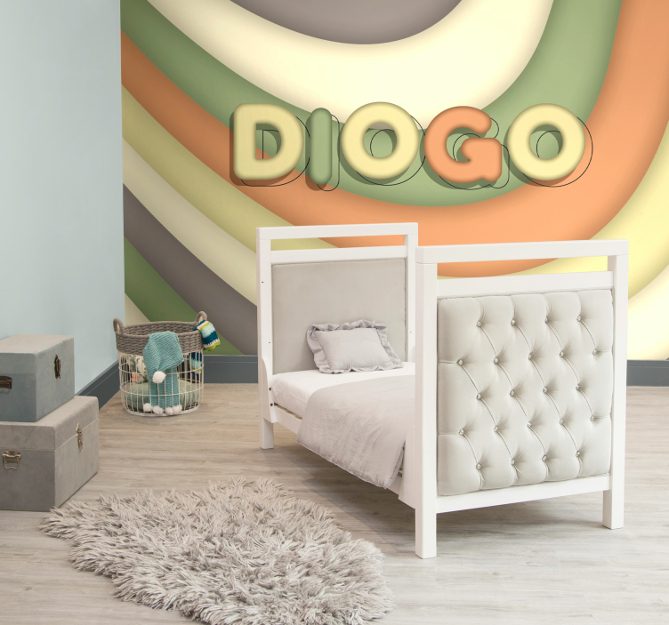 儿童房的其他壁画 曲线条纹与名字 - TenStickers