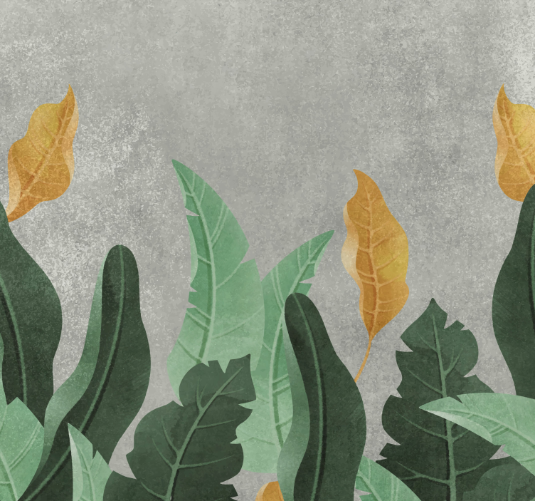 客厅的其他墙面壁画 混凝土上的植物 - TenStickers