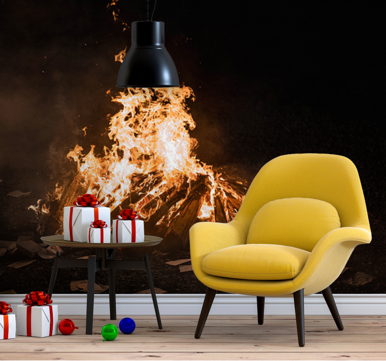 抽象壁画燃烧篝火场景 - TenStickers