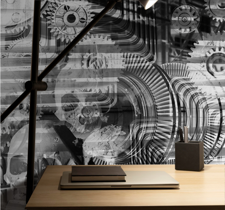 抽象壁画机械骷髅图案 - TenStickers