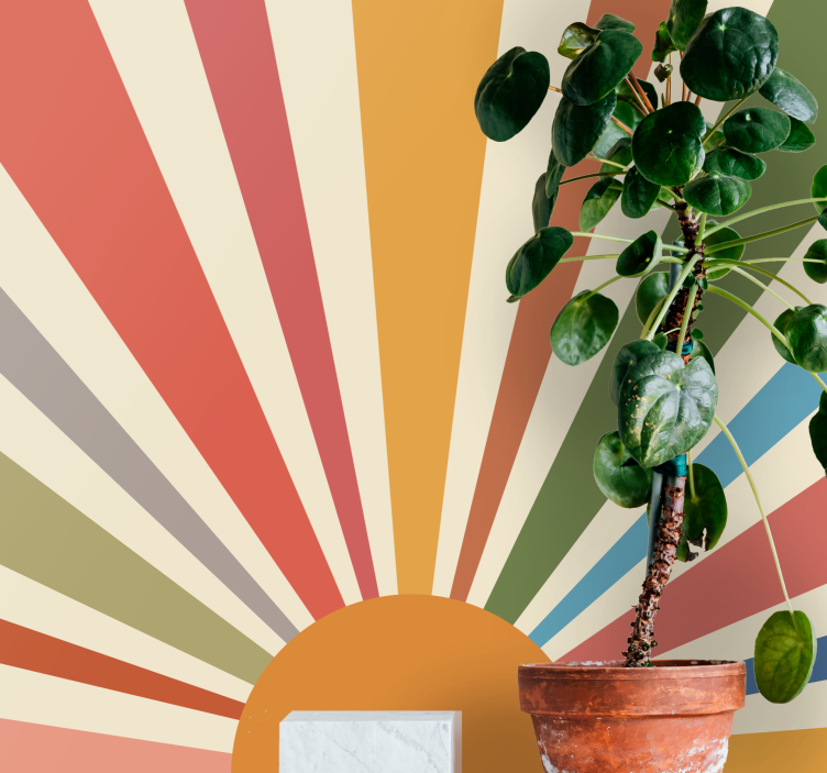 抽象壁画晨曦光芒图案 - TenStickers