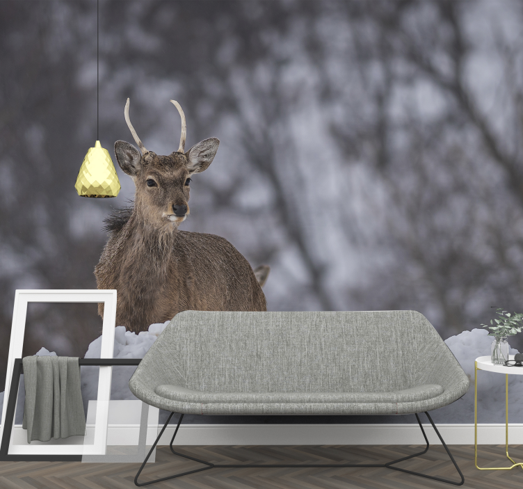 动物墙壁画雪中的鹿 - TenStickers