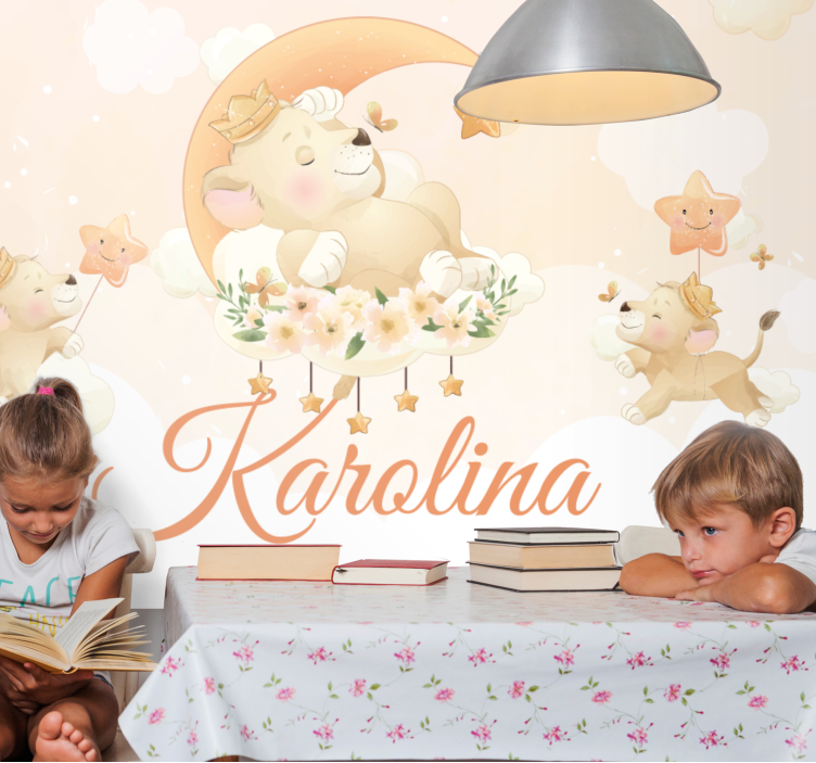 动物墙壁画梦幻狮子场景 - TenStickers