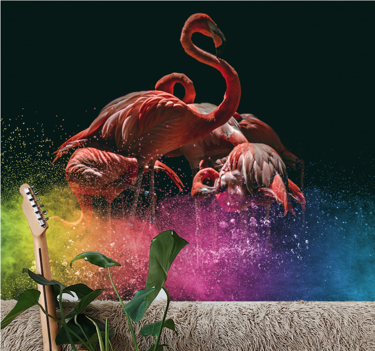 动物墙壁画火烈鸟派对欢庆 - TenStickers