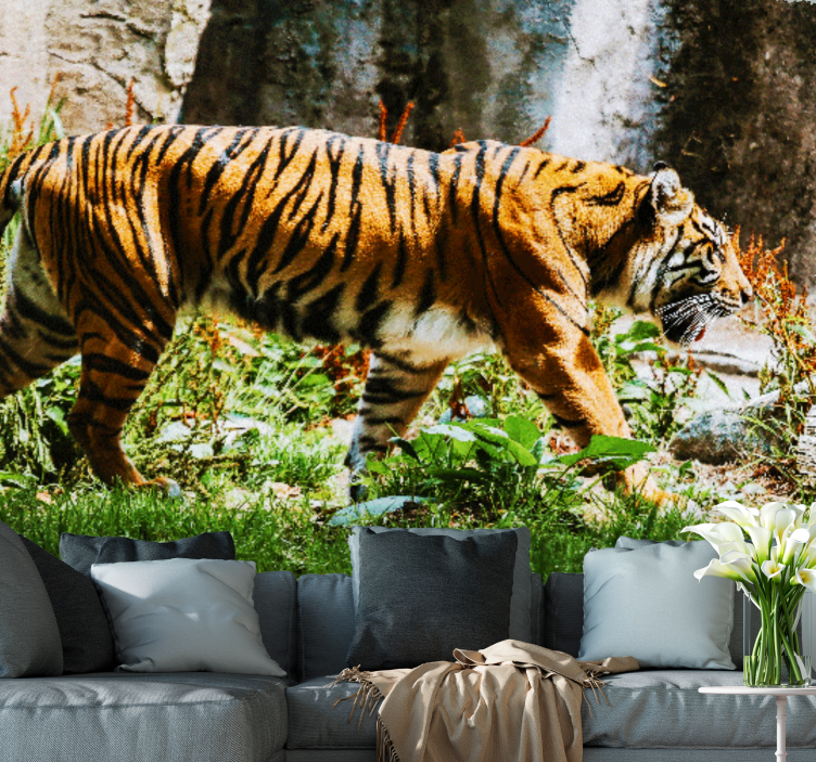 动物墙壁画雄伟老虎行走 - TenStickers