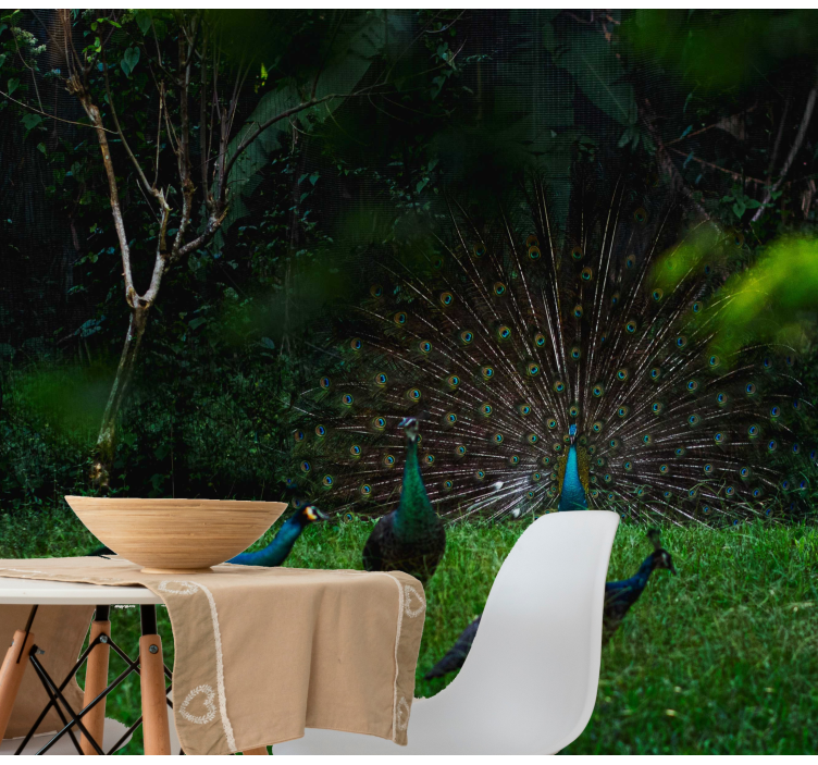 动物墙壁画孔雀展翅炫彩羽毛 - TenStickers