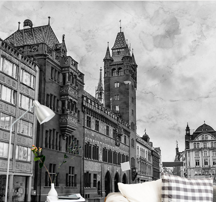 柏林墙壁画与历史塔楼建筑 - TenStickers