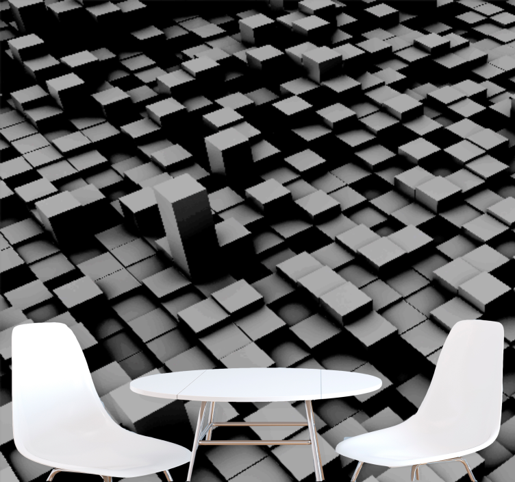 黑色立方体背景 3d 壁画 - TenStickers