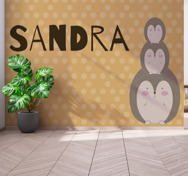 儿童房的其他壁画可爱叠放的刺猬 - TenStickers