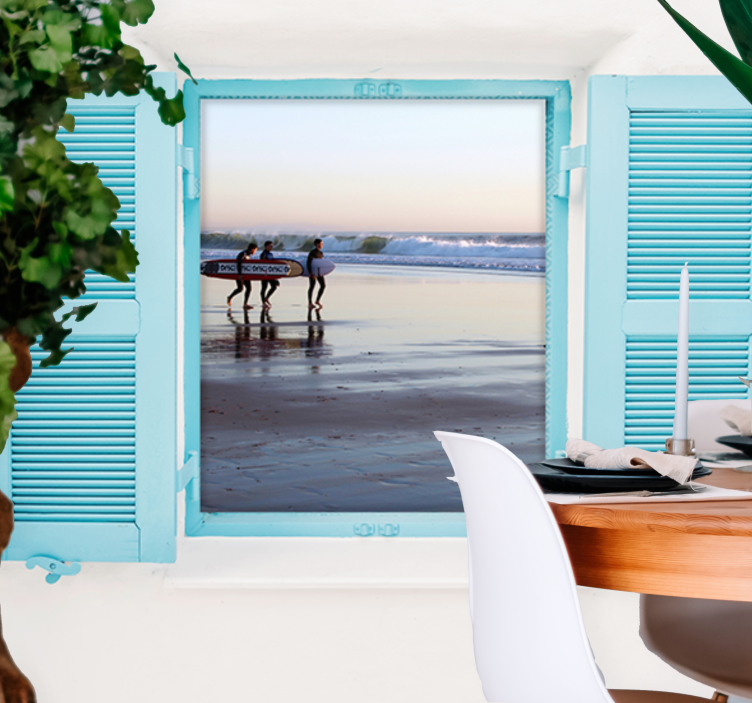 城市和乡村墙壁画海滩冲浪场景 - TenStickers