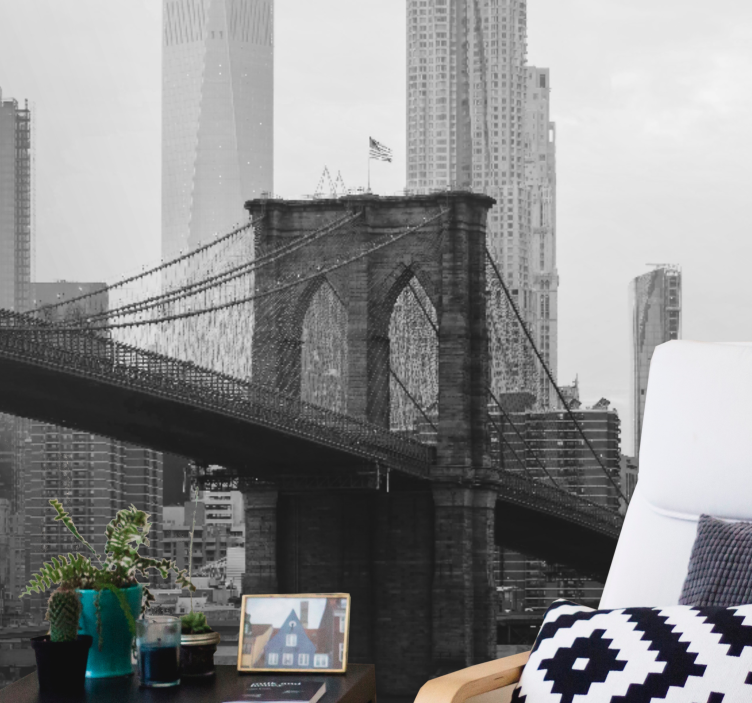 城市和乡村墙壁画布鲁克林大桥剪影 - TenStickers