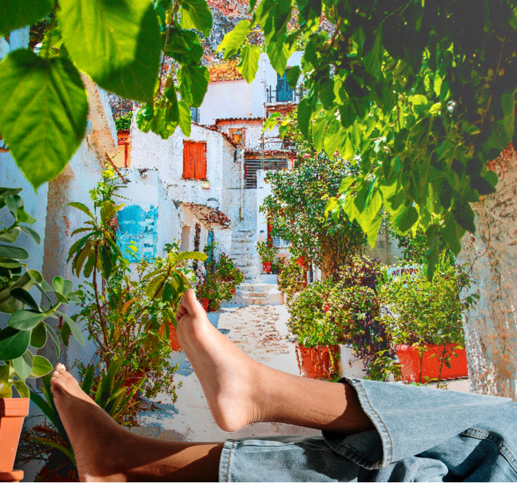 城市和乡村墙壁画迷人的地中海小巷 - TenStickers