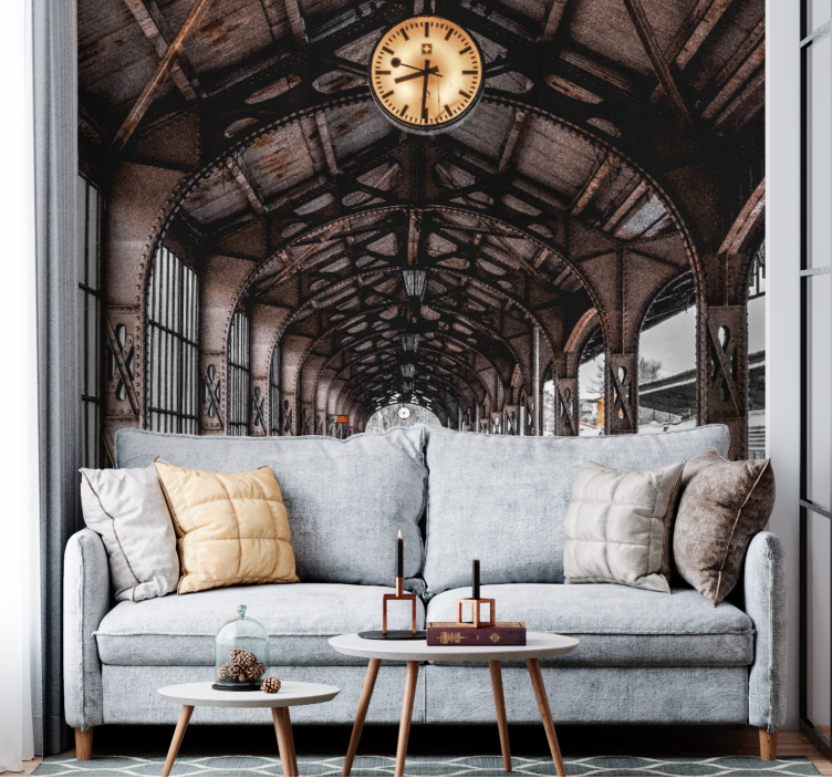 城市和乡村墙壁画时钟站拱门 - TenStickers