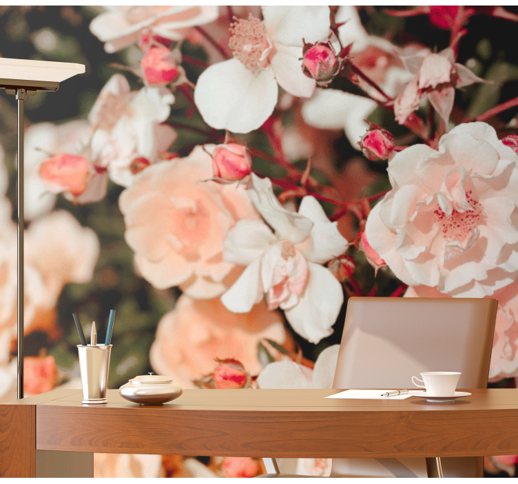 花墙壁画绽放玫瑰花瓣 - TenStickers