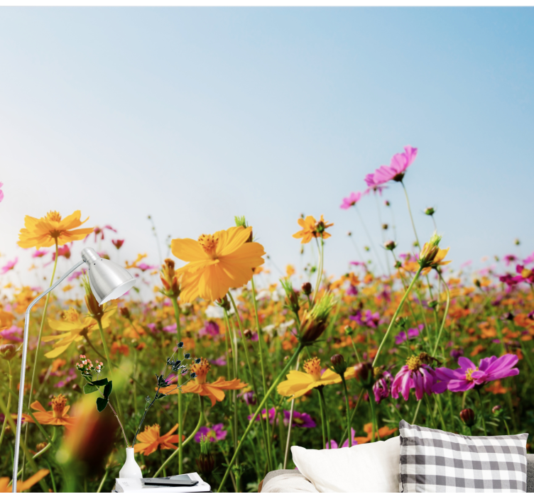 花墙壁画展现多彩绽放的花卉 - TenStickers