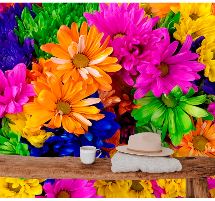 花墙壁画色彩缤纷的植物排列 - TenStickers