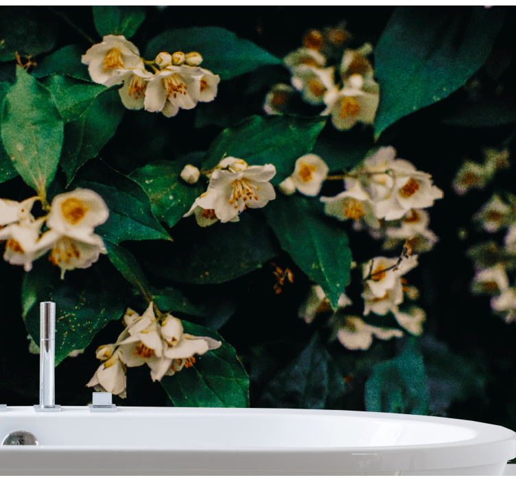 花墙壁画精致白色花朵 - TenStickers