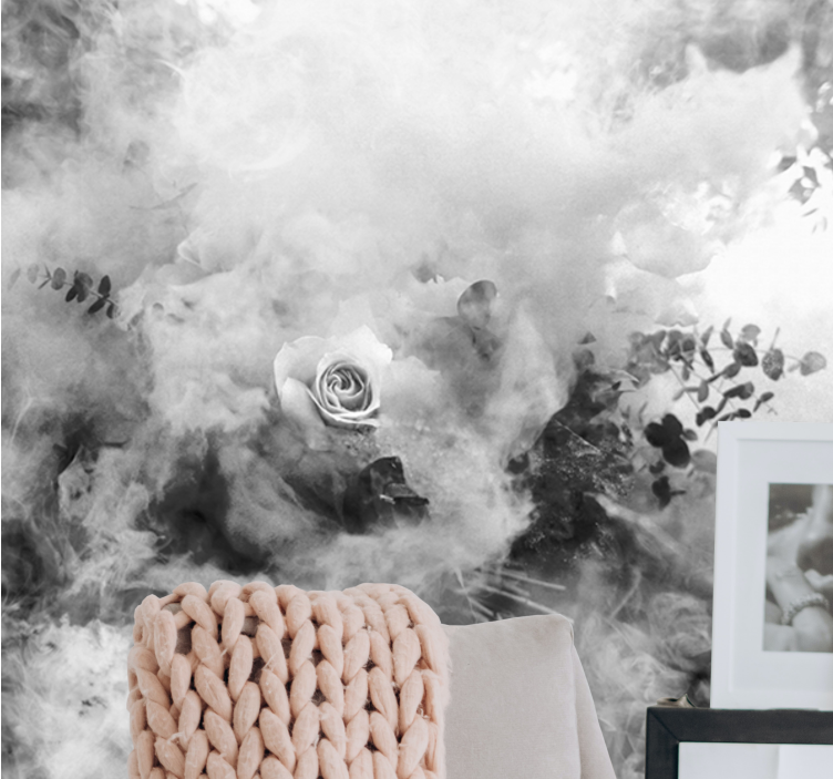 花墙壁画飘渺白玫瑰 - TenStickers