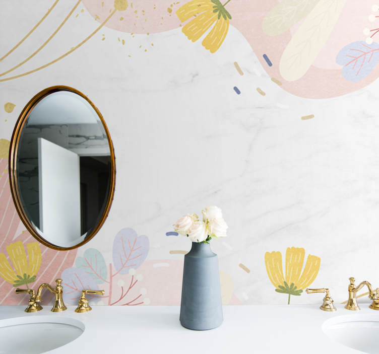 花墙壁画与花卉图案装饰相得益彰 - TenStickers