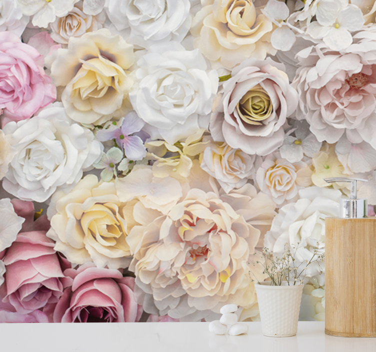 花墙壁画优雅玫瑰组合 - TenStickers