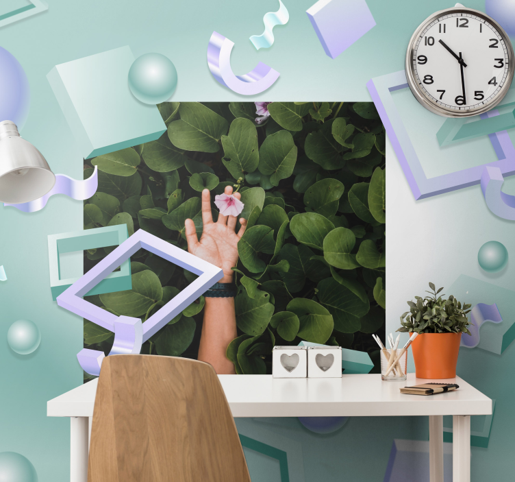 花墙壁画 手捧花朵 - TenStickers