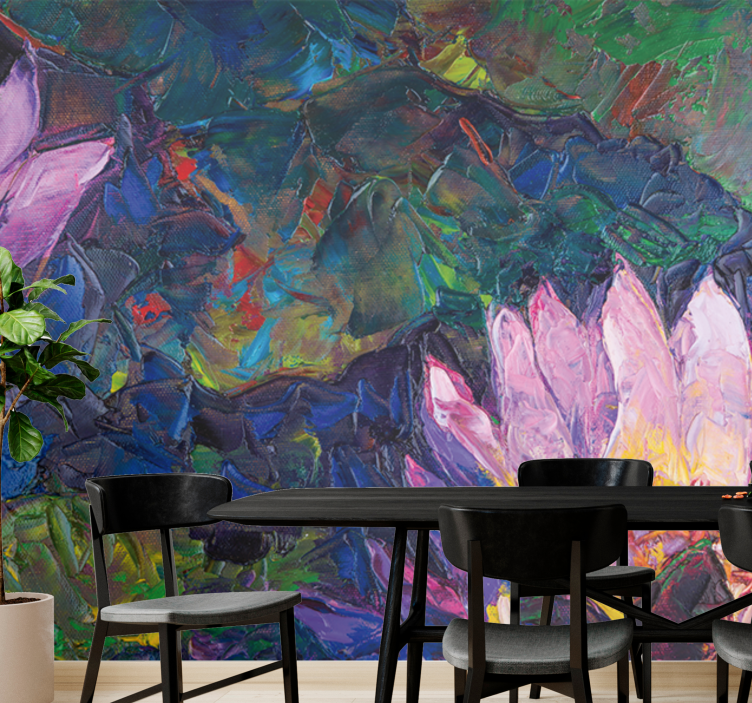 花墙壁画莲花抽象图案 - TenStickers