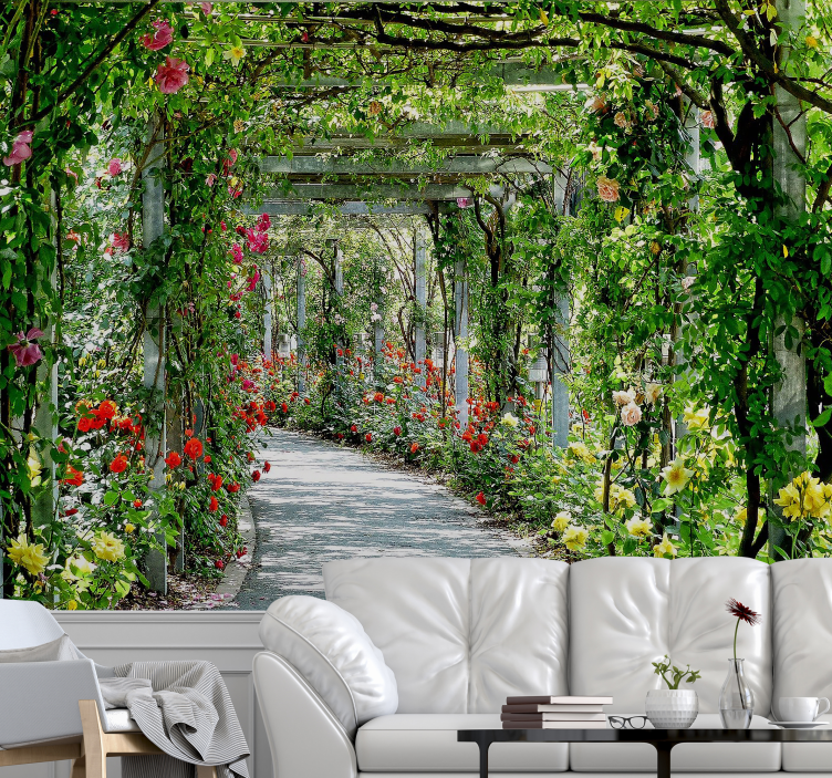 花墙壁画生机盎然的花卉拱门 - TenStickers
