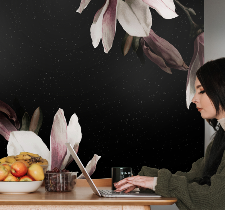 花墙壁画 - 玉兰花卉图案 - TenStickers