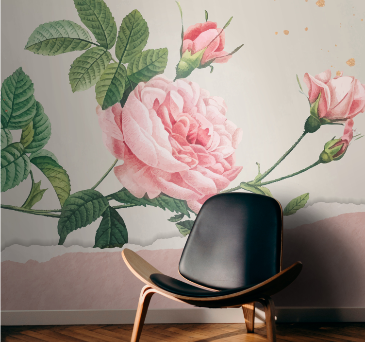 花墙壁画粉色玫瑰花束 - TenStickers