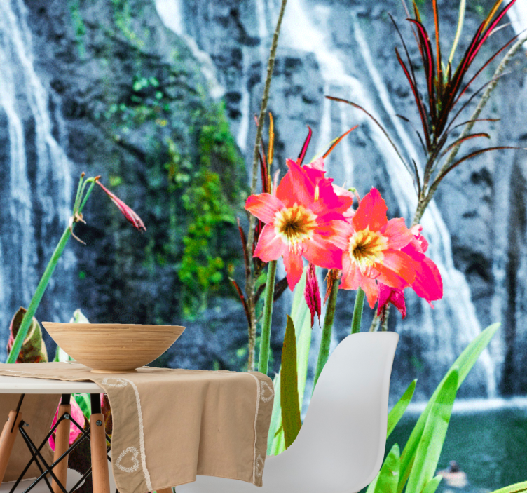 花墙壁画粉色热带花卉 - TenStickers