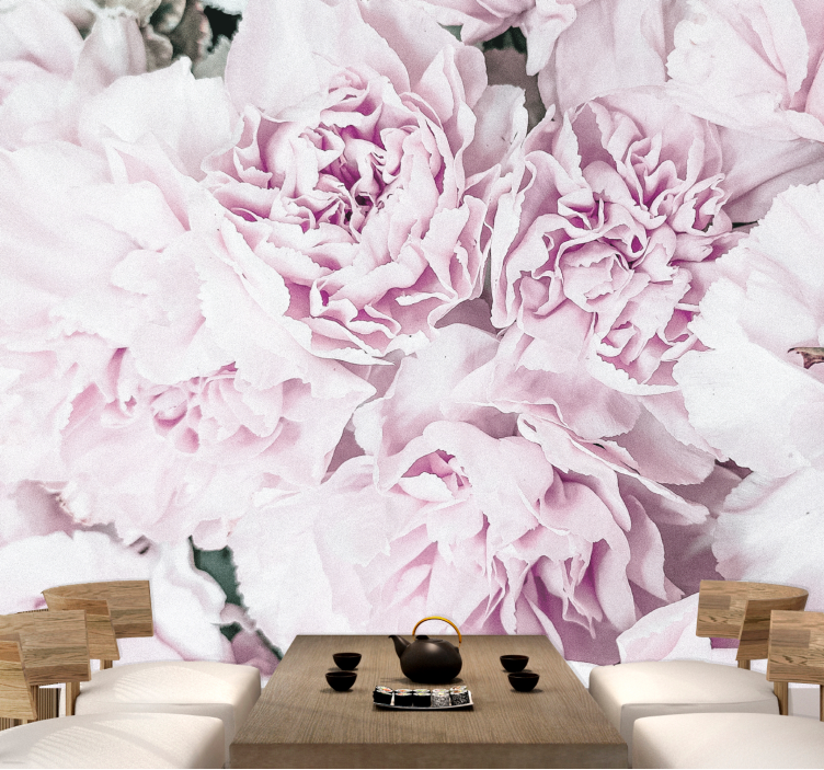 花墙壁画柔和粉色花朵 - TenStickers