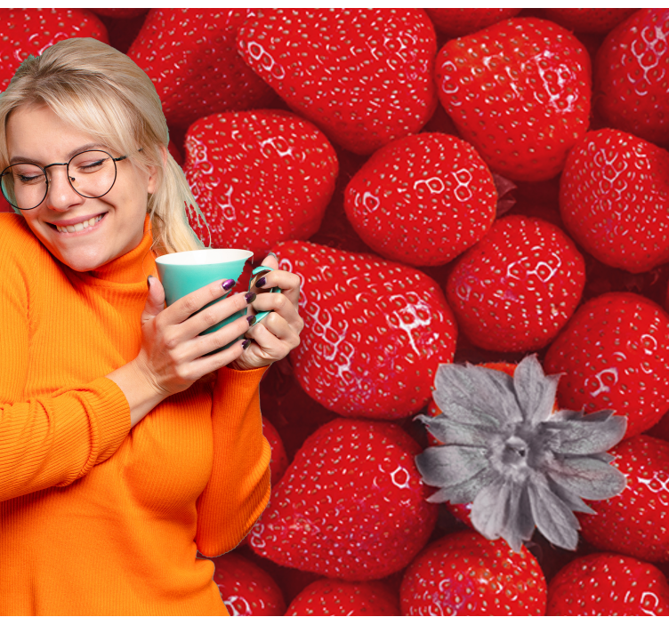 花墙壁画草莓与盛开 - TenStickers