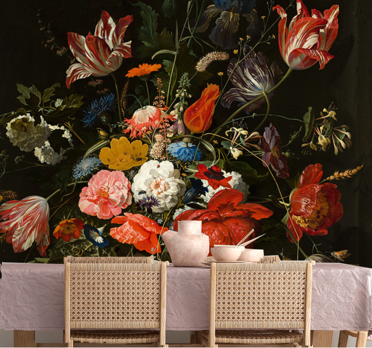 花墙壁画展现生机勃勃的花卉束 - TenStickers