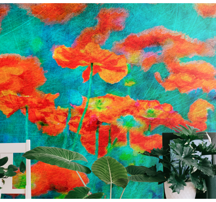 花墙壁画生动的花卉展示 - TenStickers