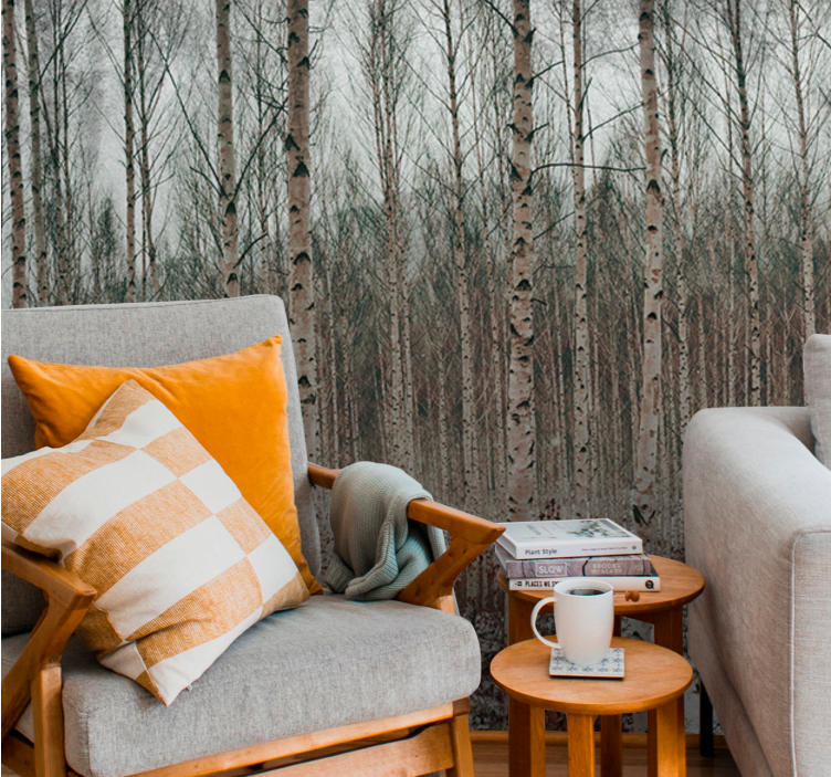 森林墙壁画白桦树景观 - TenStickers